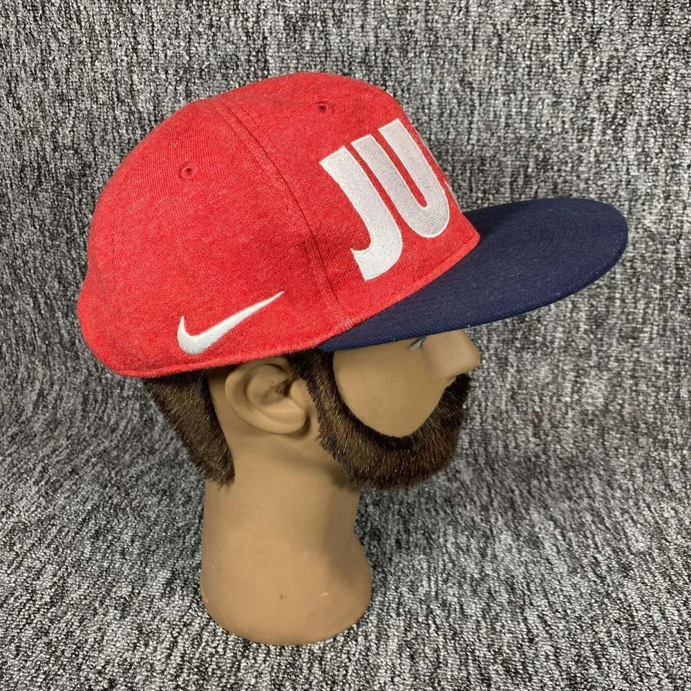 Nike‎ Just Do It Snapback Hat Kids Size 4 7 Red Blue Swoosh Logo Flat Brim Cap